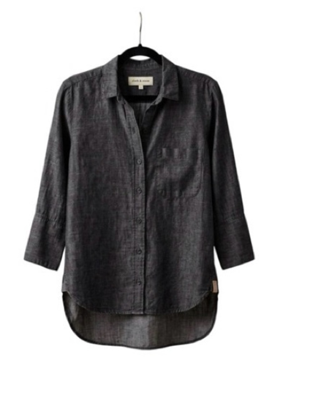 Cloth & Stone Anthropologie Dark Gray Button Down Tencel Shirt Small Layering